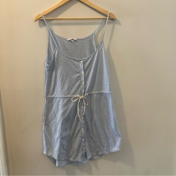 Victoria’s Secret Blue Striped Button Front Drawstring Cami Dress Size Small - Picture 2 of 11